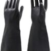 black 18 inch rubber gloves with orange rolled edges