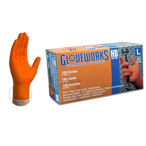 Gloveworks® HD Orange Nitrile Industrial Gloves – Regis Industrial ...